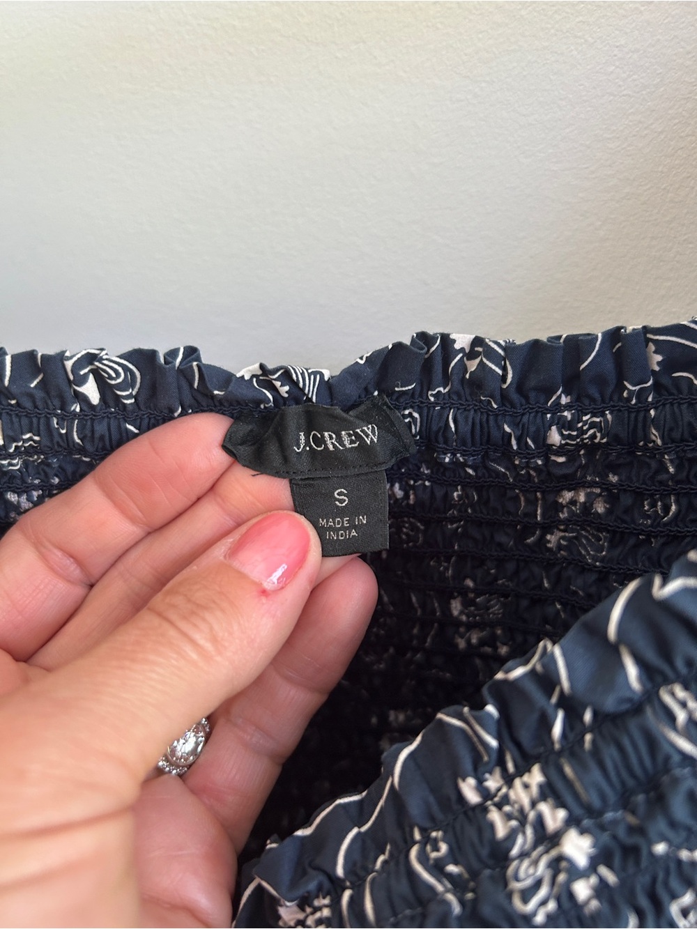 J. Crew Women's Navy Floral Smocked Midi Dress - Picture 2 of 2